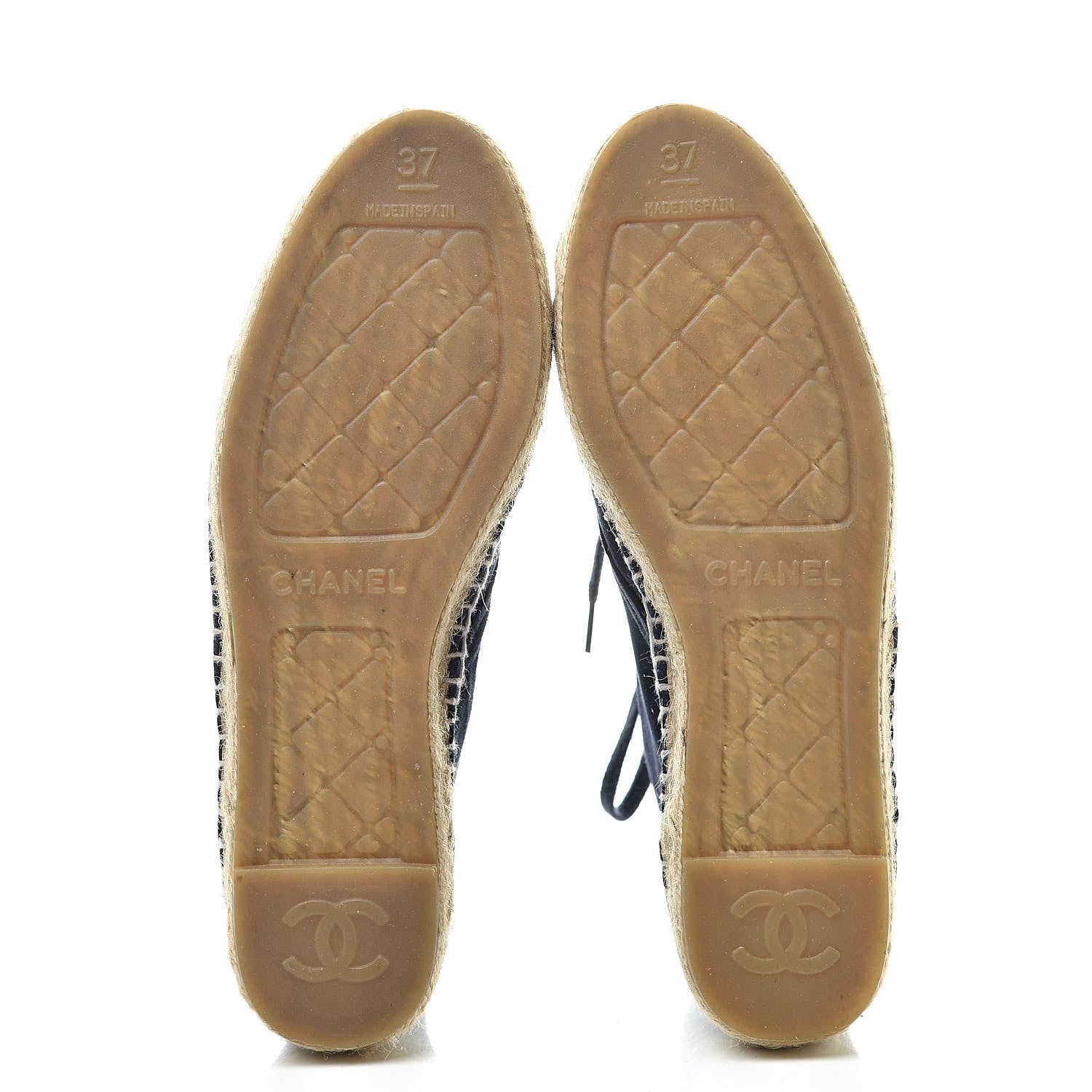 Chanel Suede Lace Up Espadrilles 37 Dark Navy Blue 5 of 12