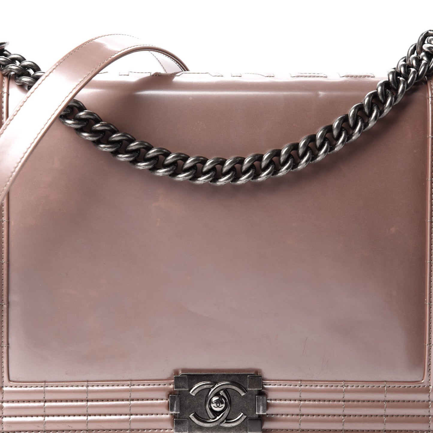 Iridescent Glazed Calfskin Large Boy Flap Light Pink