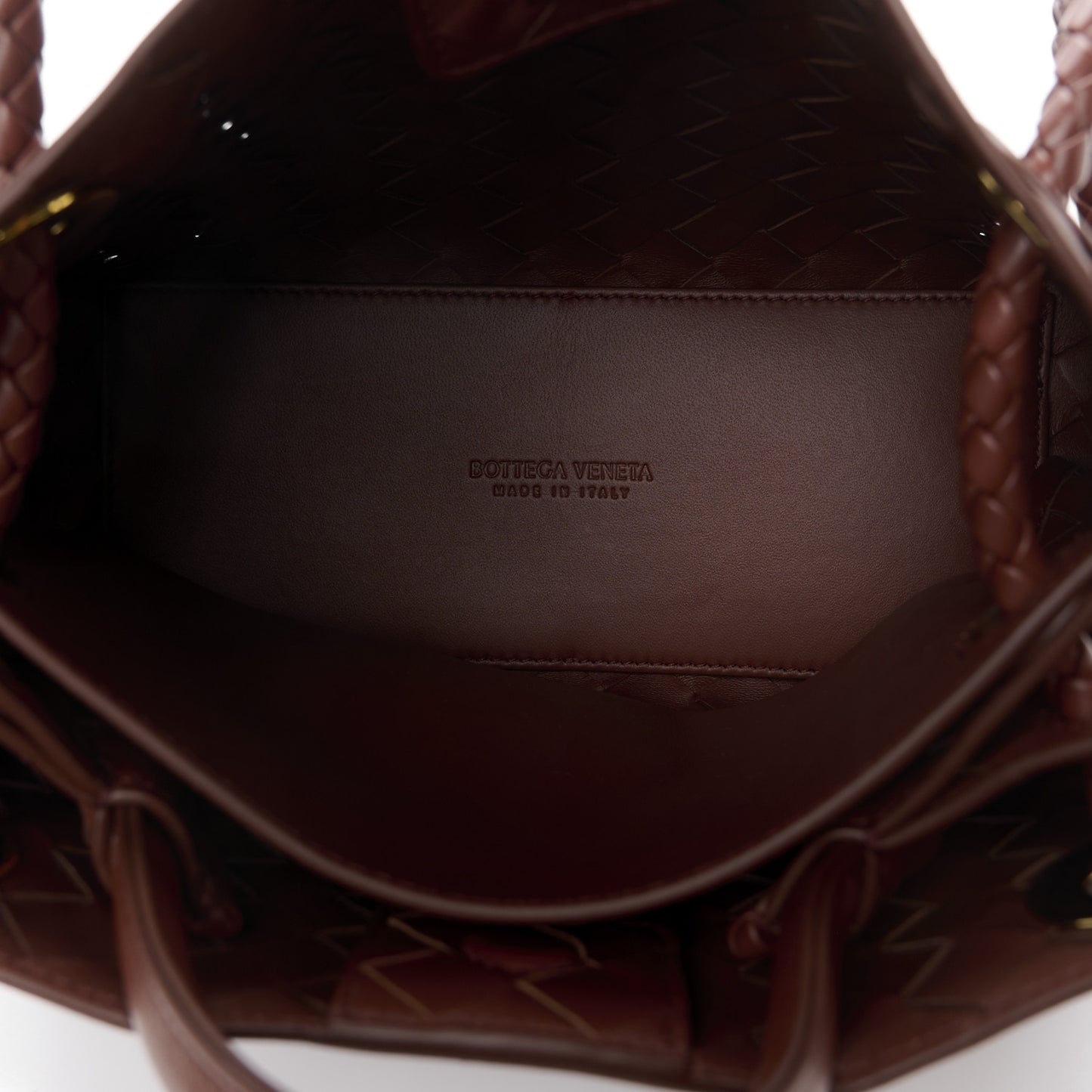 Nappa Intrecciato Small Andiamo Shoulder Bag Sapele