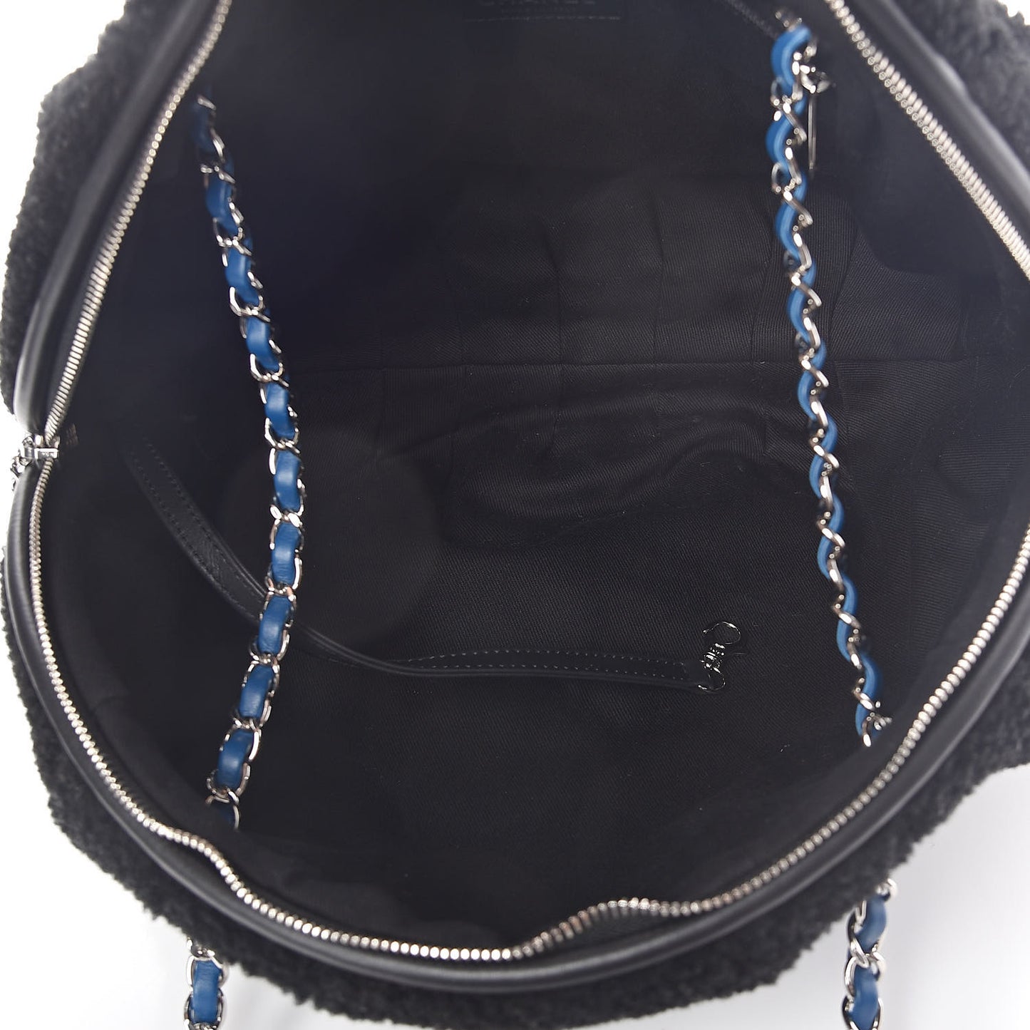 Shearling Large Deauville Round Bag Black