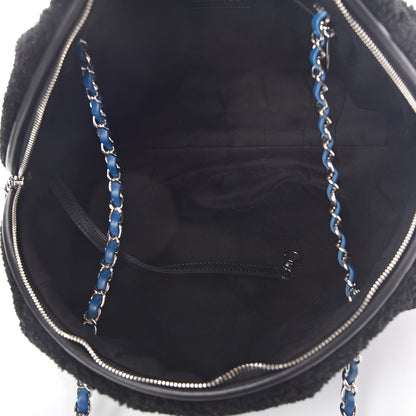 Chanel Shearling Large Deauville Round Bag Black 6 of 10