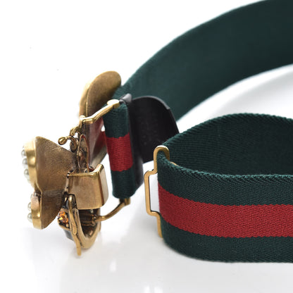 Gucci Web Queen Margaret Bee Belt 85 34 Red Green 4 of 6