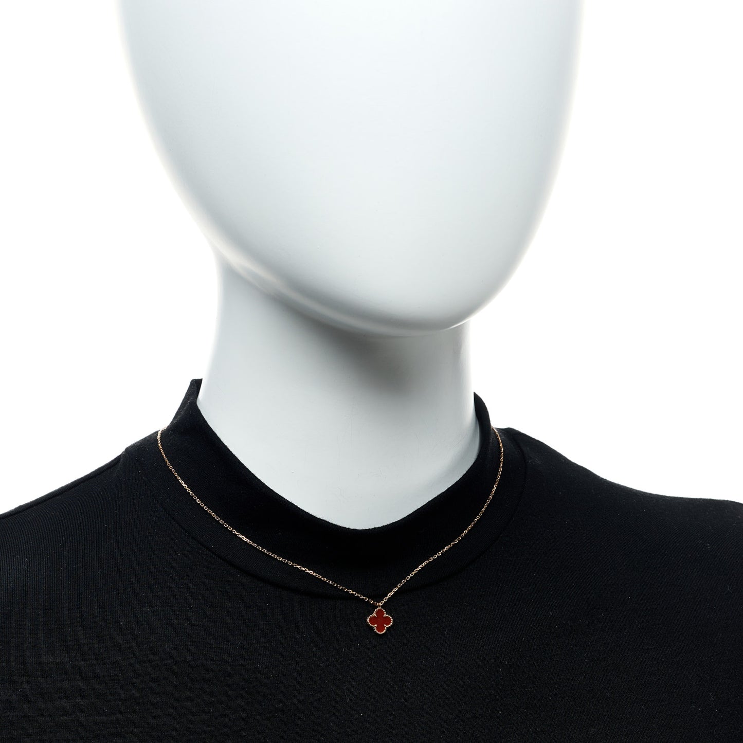 18K Rose Gold Carnelian Sweet Alhambra Pendant Necklace