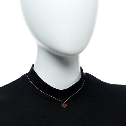 Van Cleef & Arpels 18K Rose Gold Carnelian Sweet Alhambra Pendant Necklace 2 of 6