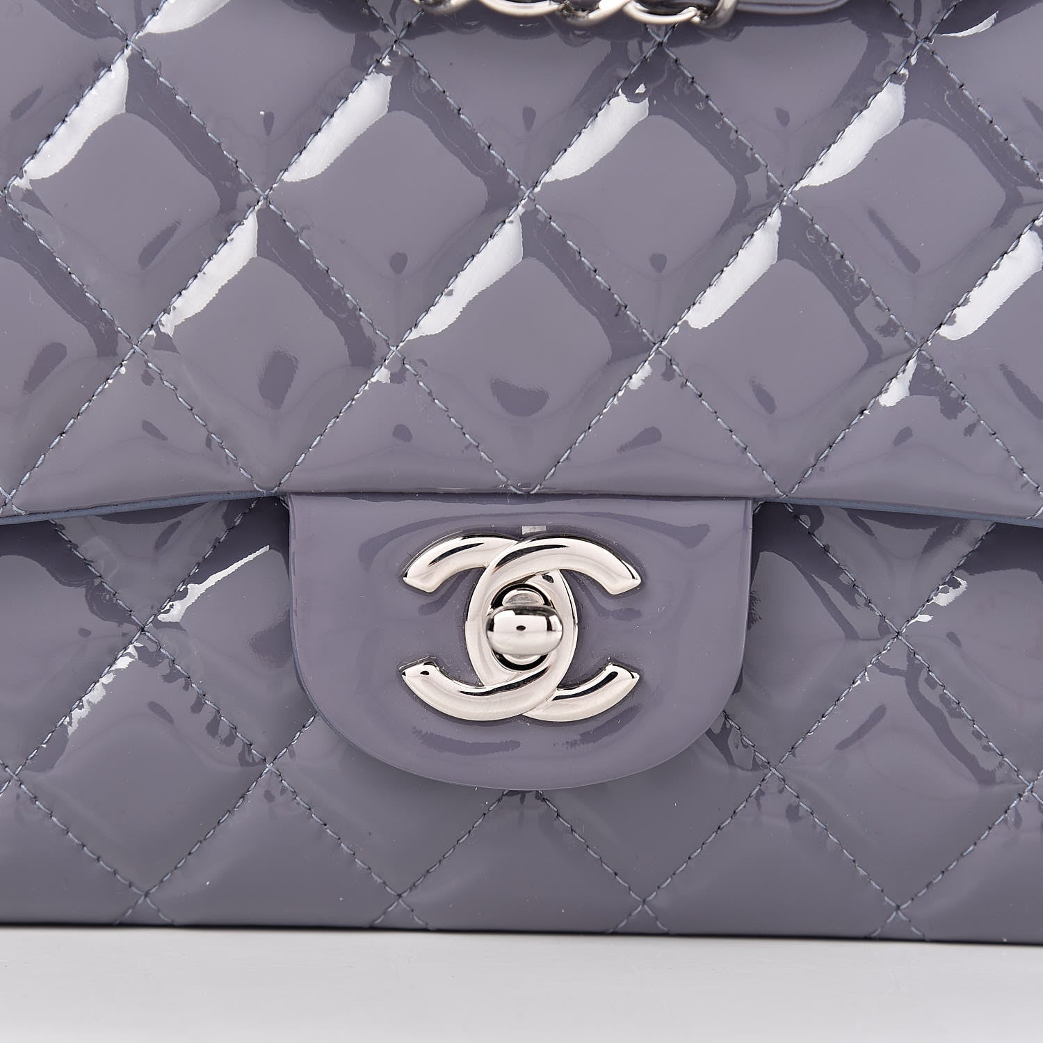 Chanel Patent Calfskin Quilted Medium Double Flap Light Purple 10 of 12