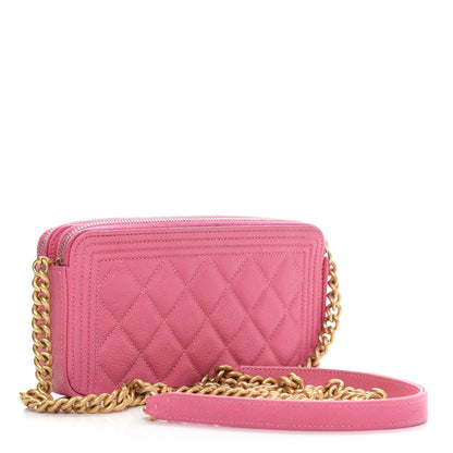 Chanel Caviar Quilted Small Boy Clutch With Chain Pink 3 of 14
