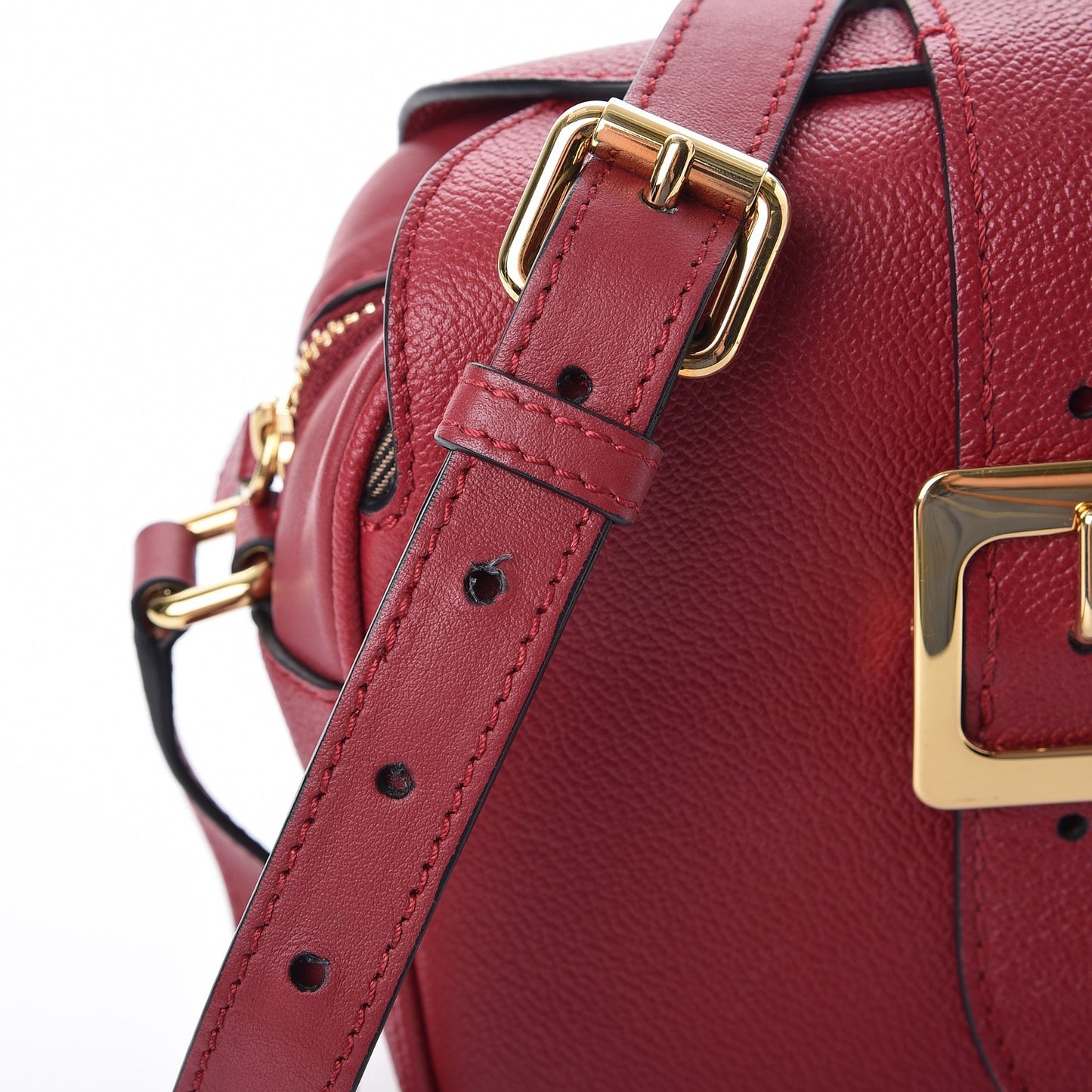 Soft Grain Calfskin Small Buckle Zip Bag Parade Red