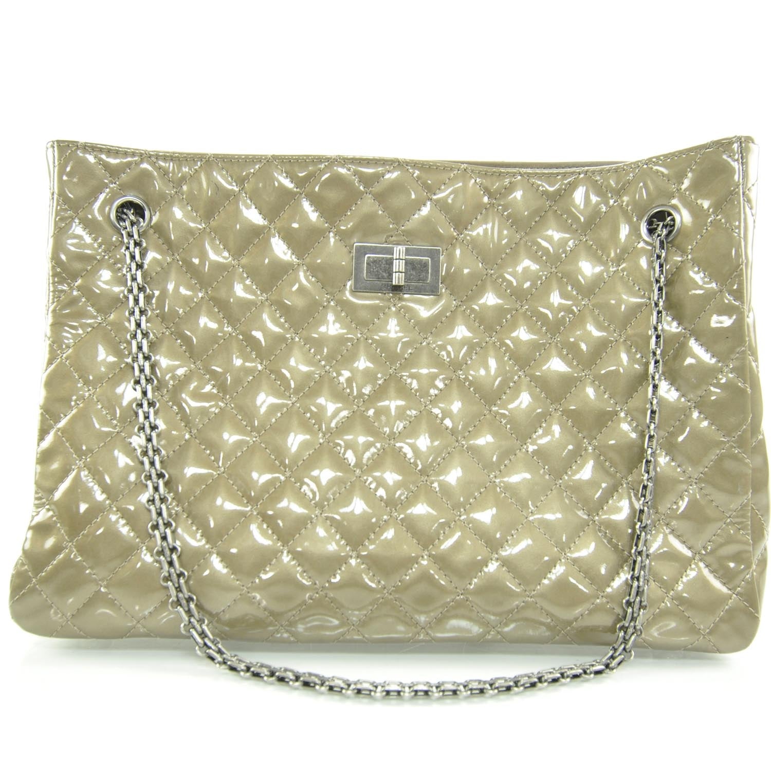 Chanel Patent Quilted Reissue 2.55 Tote Khaki 1 of 10