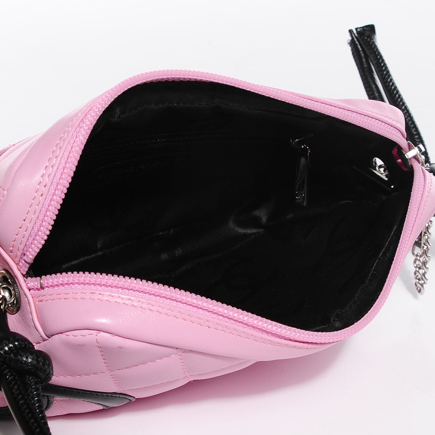Chanel Calfskin Quilted Cambon Pochette Pink Black 7 of 7