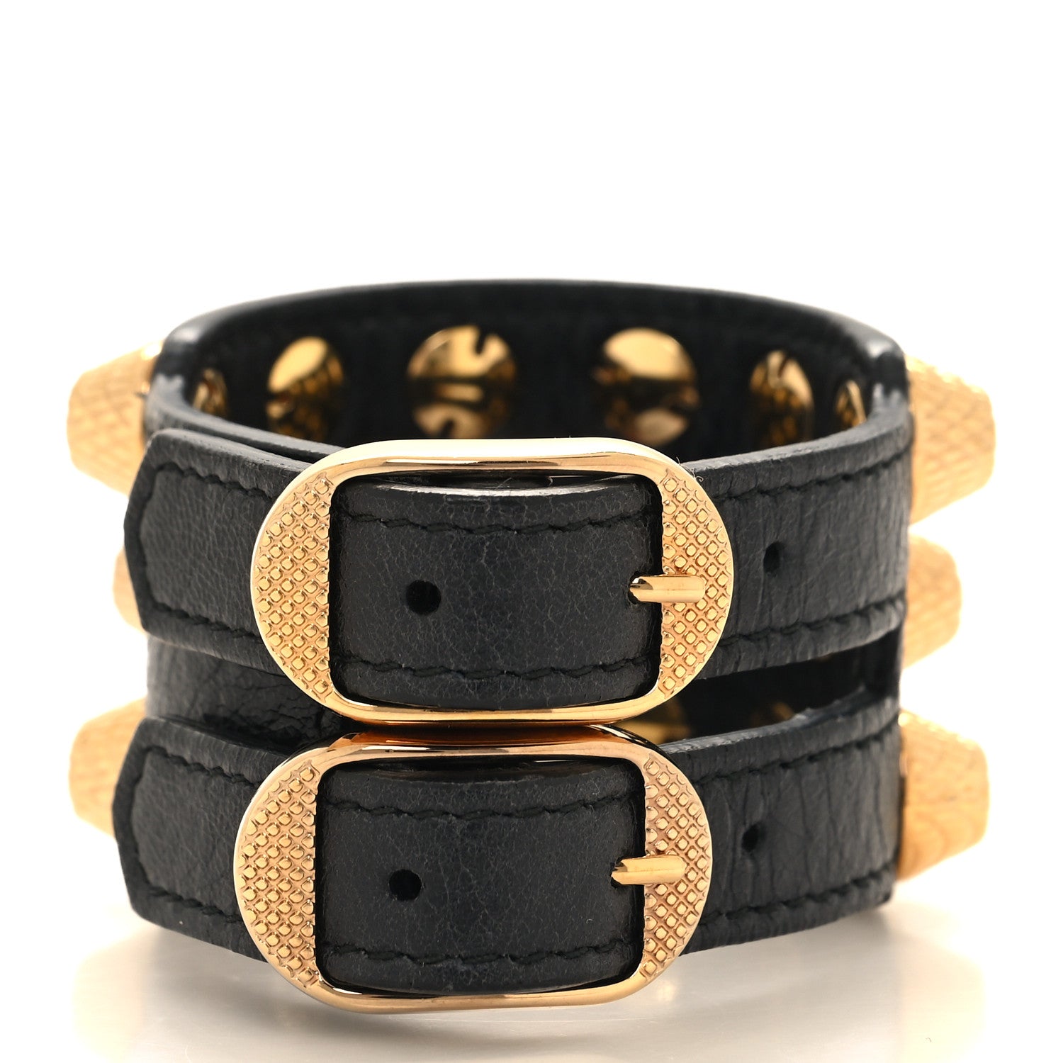 Balenciaga Agneau Arena Three Row Giant Gold Bracelet Anthracite 3 of 4