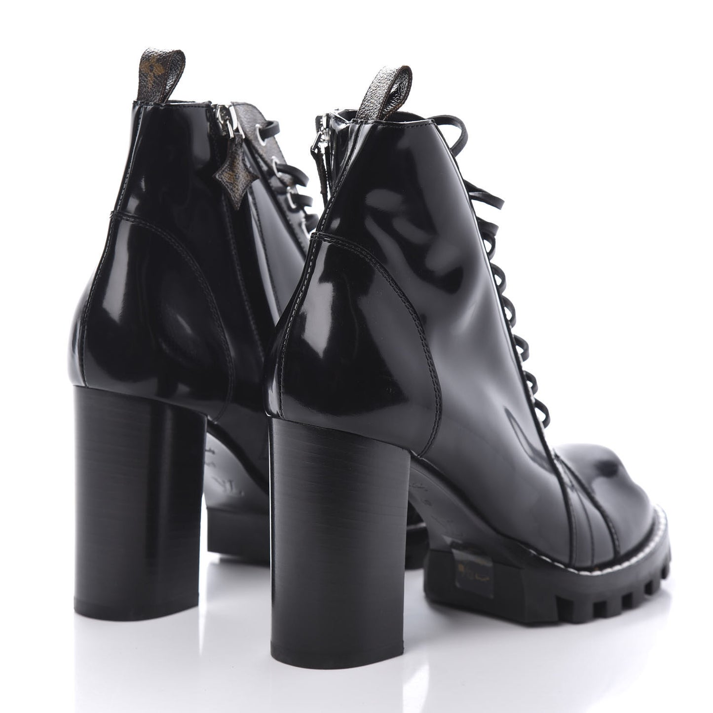 Patent Calfskin Monogram Star Trail Ankle Boots 40 Black