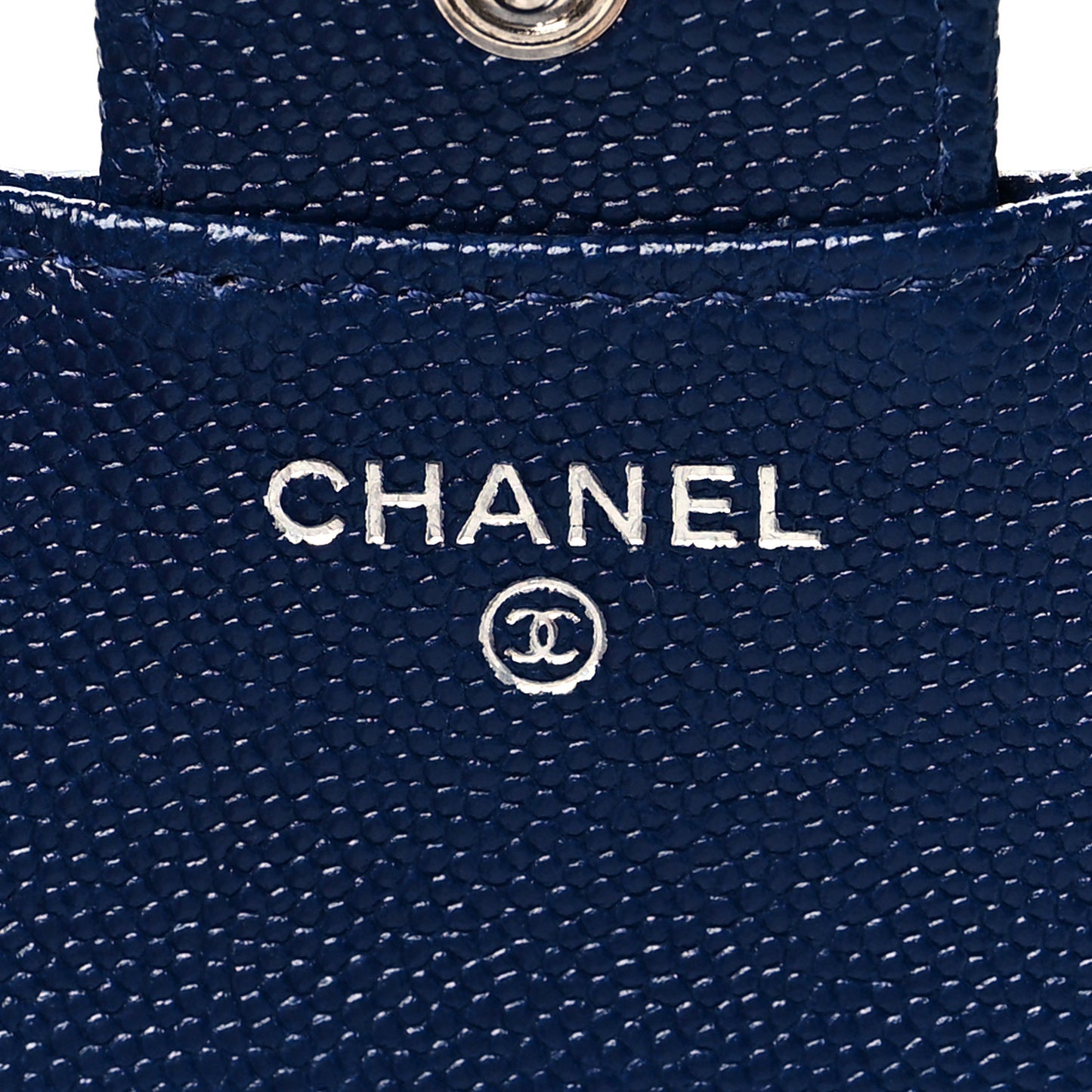 Caviar Quilted Compact Flap Wallet Navy