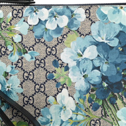 Gucci GG Supreme Monogram Blooms Small Zip Wristlet Pouch Beige Blue Black 8 of 8