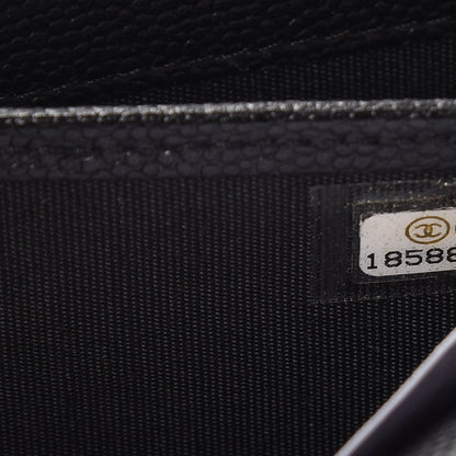 Chanel Caviar Sevruga CC Large Gusset Flap Wallet Black 8 of 9