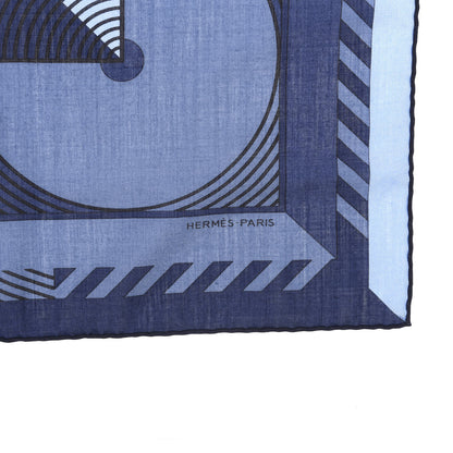 Hermes Wool Silk Disc Jockey Scarf 100 Bleu Ardoise Marine Ciel 3 of 5