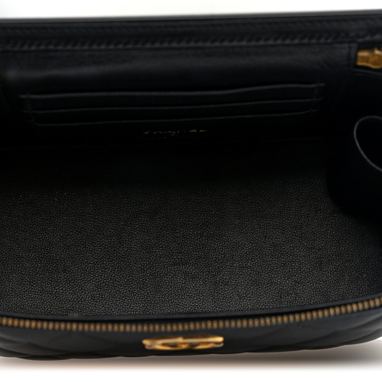 Lambskin Enamel Pearl Quilted Small Charm Me Vanity Case With Chain Black