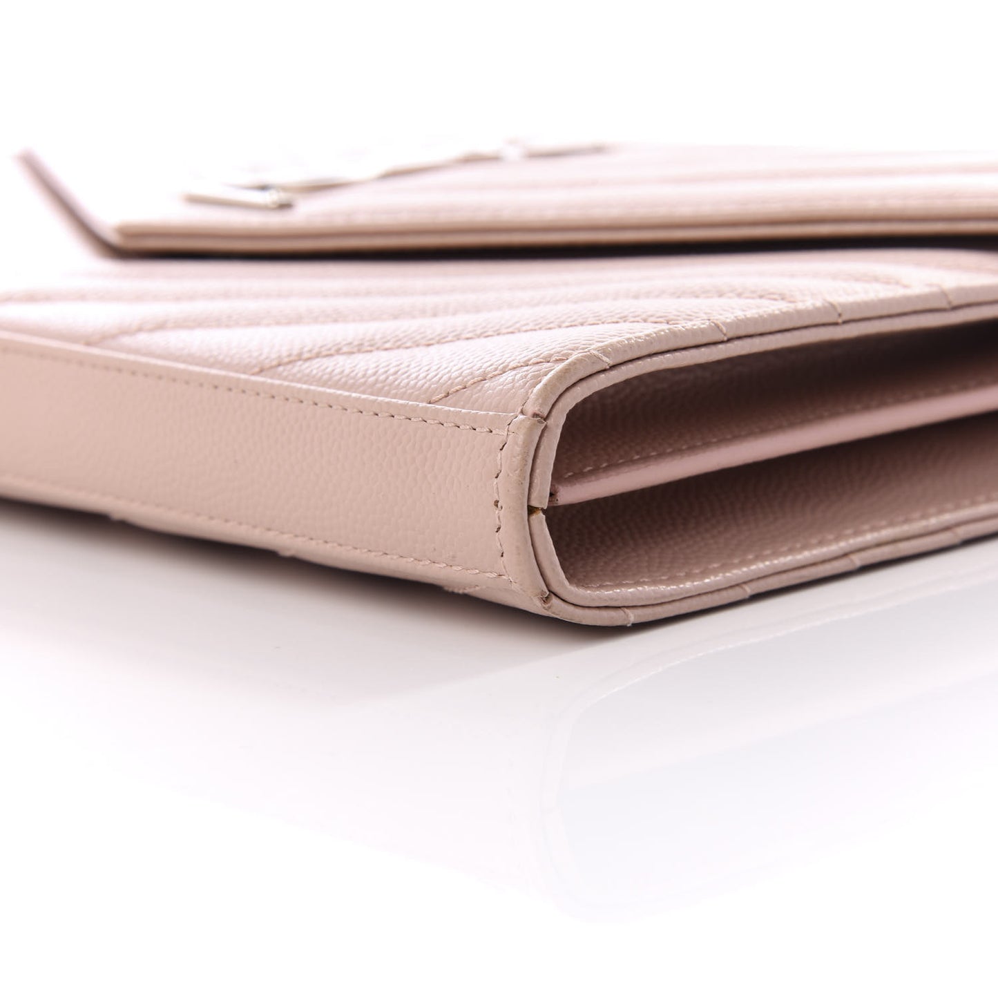 Grain De Poudre Matelasse Chevron Monogram Chain Wallet Pale Pink