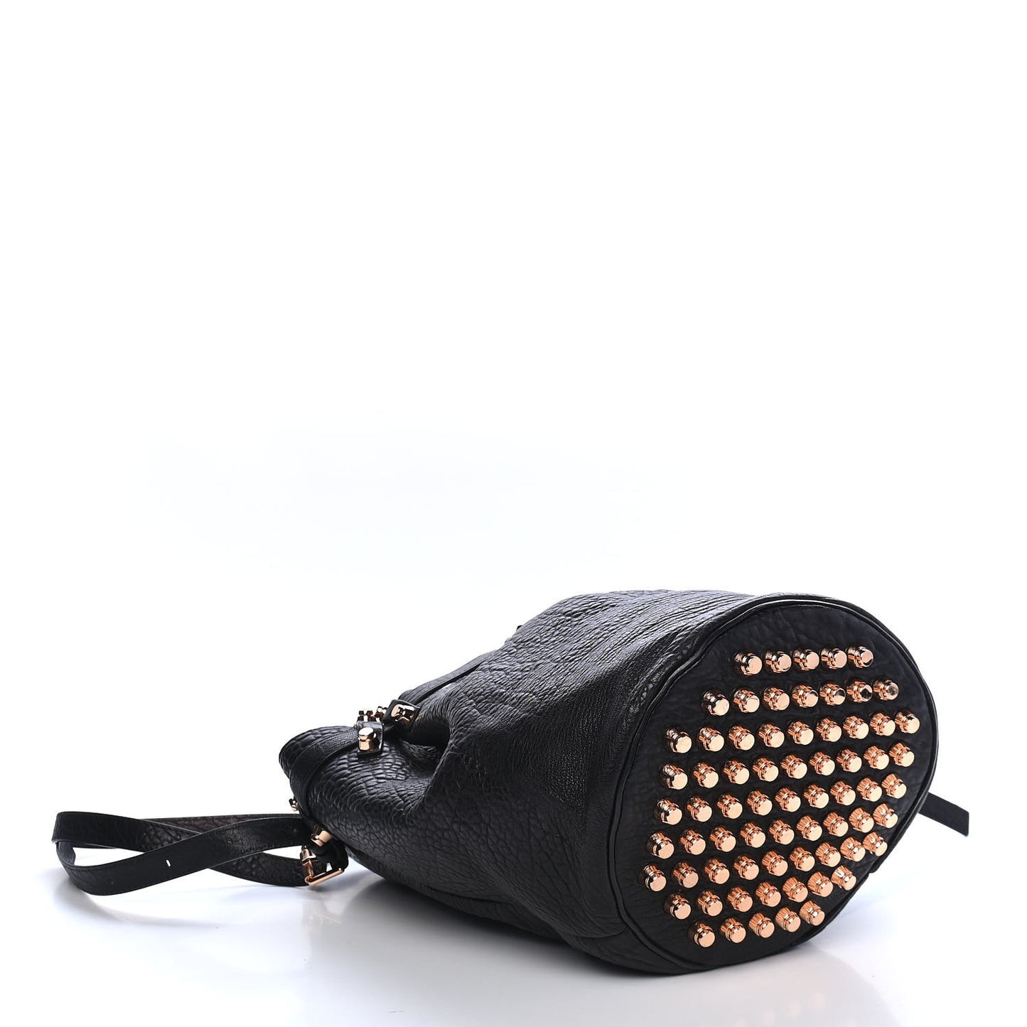 Pebbled Lambskin Diego Bucket Black Rose Gold Hardware