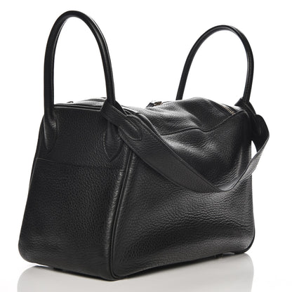 Hermes Taurillon Clemence Lindy 30 Black 3 of 9