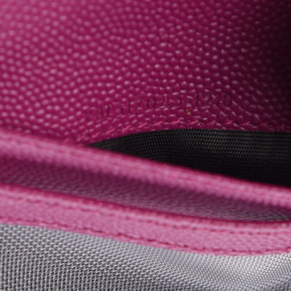 Saint Laurent Grain De Poudre Matelasse Chevron Monogram Zipped Card Case Dark Grape 7 of 8