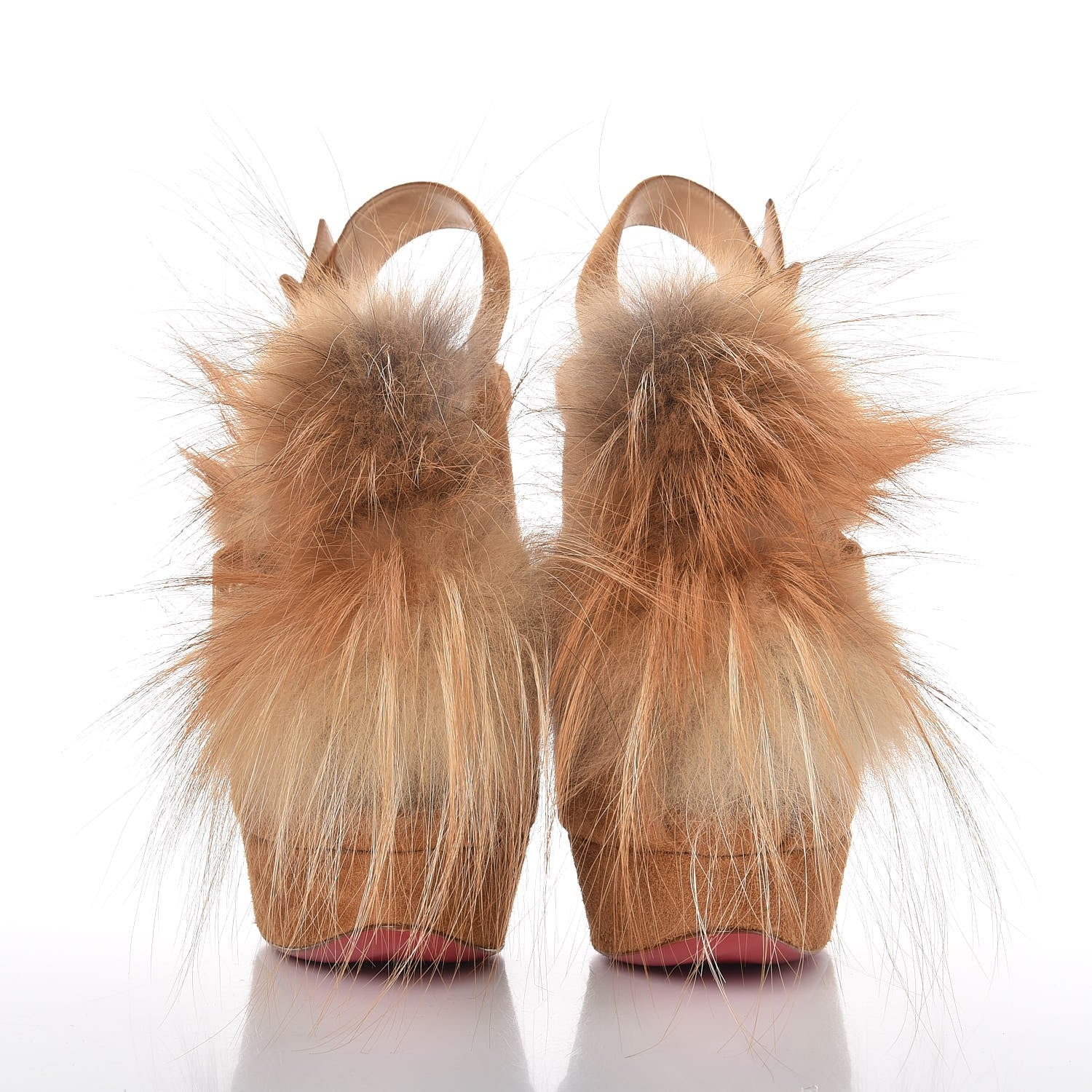 Christian Louboutin Suede Fox Fur Splash 150 Pumps 38 Camel 2 of 9