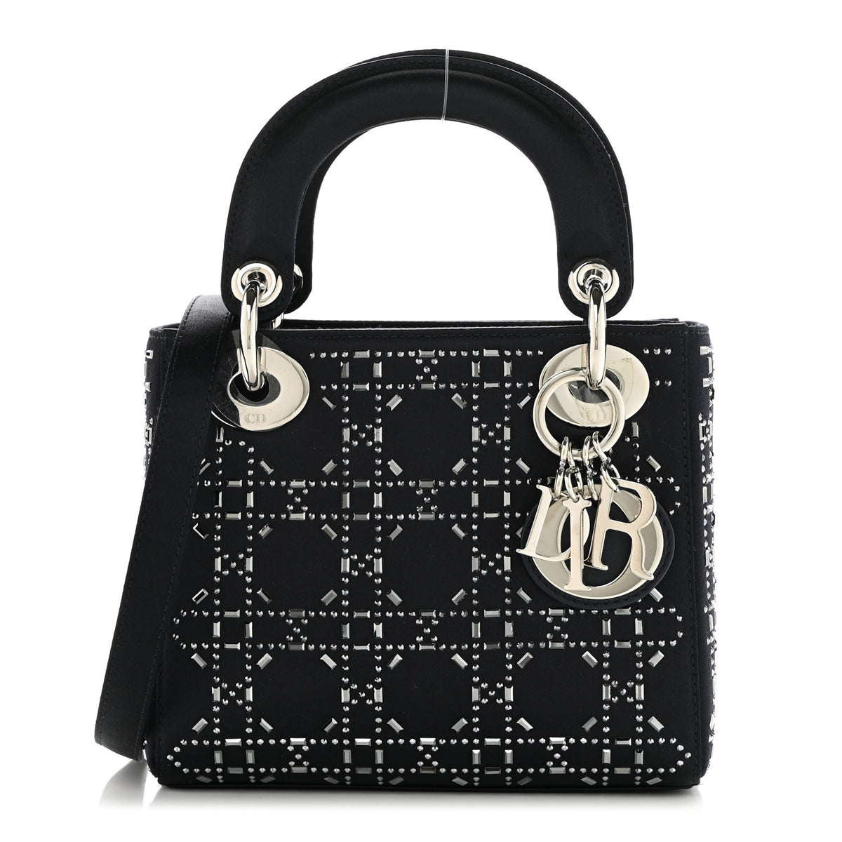Satin Crystal Cannage Mini Lady Dior Navy