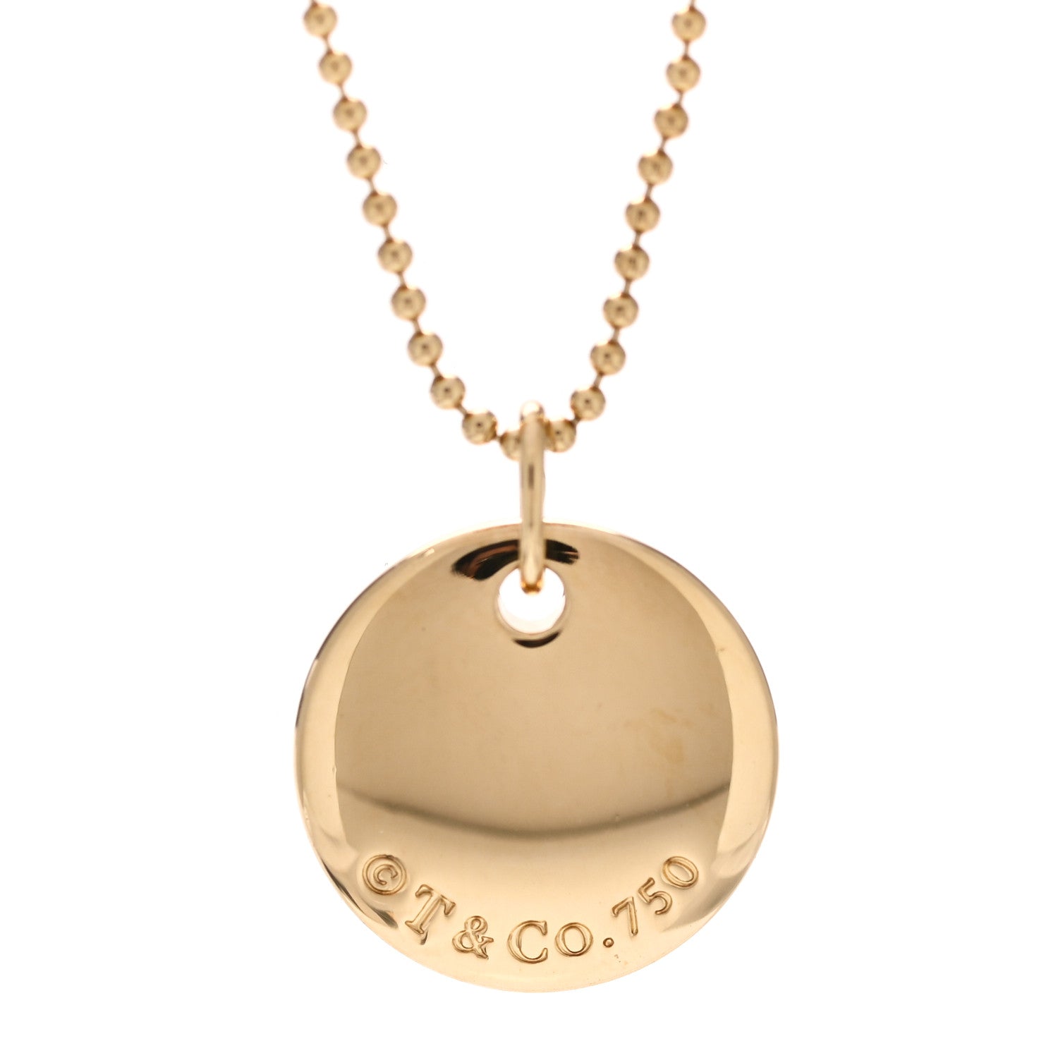 Tiffany 18K Yellow Gold Notes Letter K Disc Charm Pendant Necklace 4 of 4