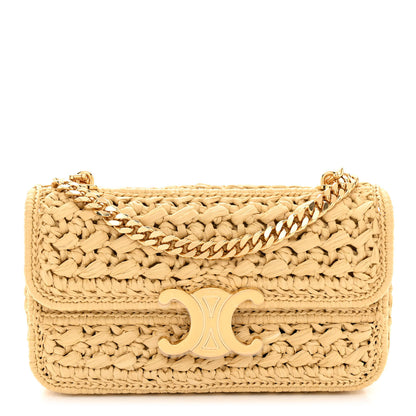 Celine Raffia Triomphe Chain Shoulder Bag Natural 1 of 9