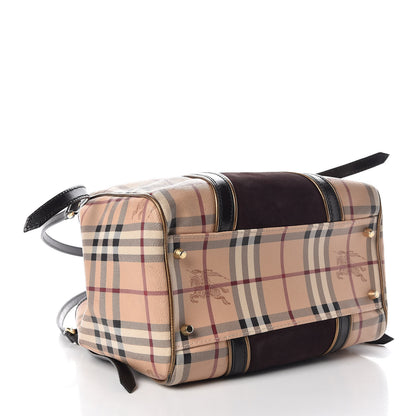 Burberry Suede Haymarket Check Colorblock Small Canterbury Tote Dark Brown 4 of 14