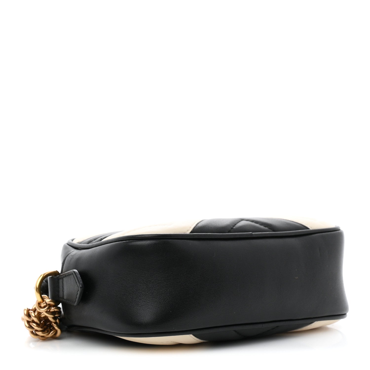 Gucci Calfskin Matelasse Mini GG Marmont Chain Shoulder Bag Black White 4 of 10