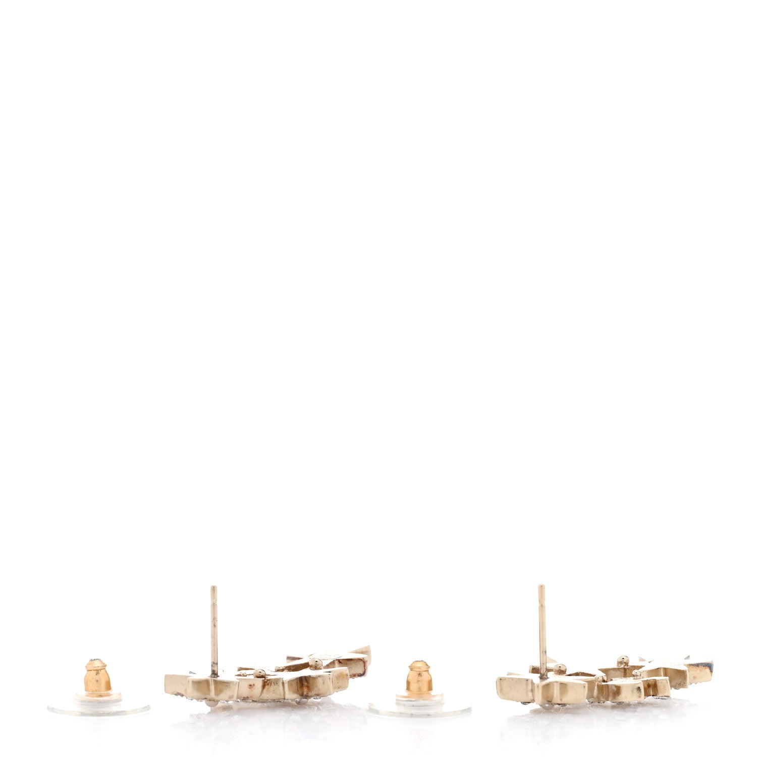 Chanel Crystal Pearl CC Star Earrings Gold 4 of 4