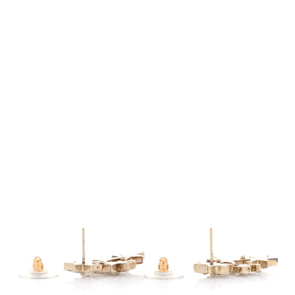 Chanel Crystal Pearl CC Star Earrings Gold 4 of 4