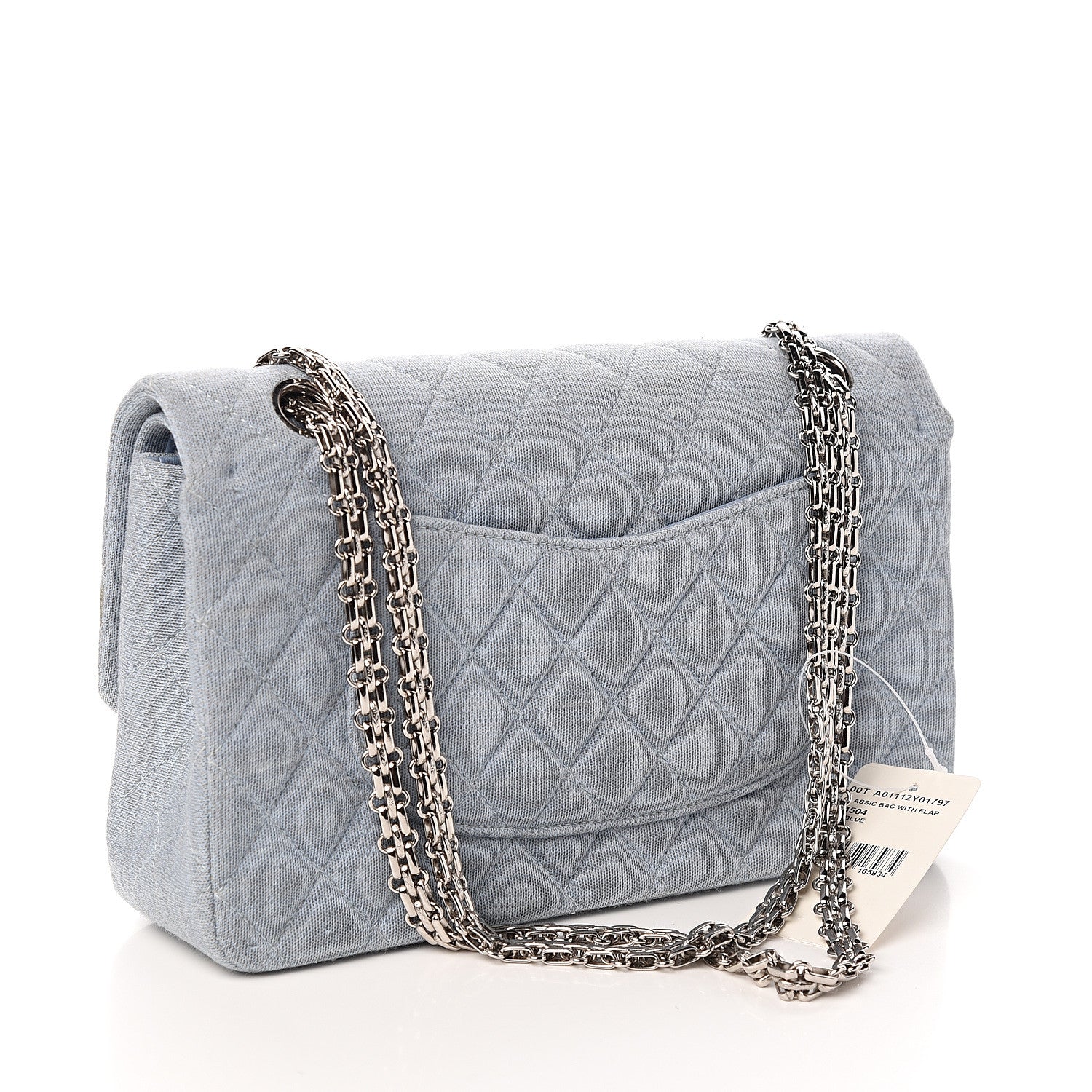Chanel Jersey Quilted Medium Double Flap Light Blue 2 of 10