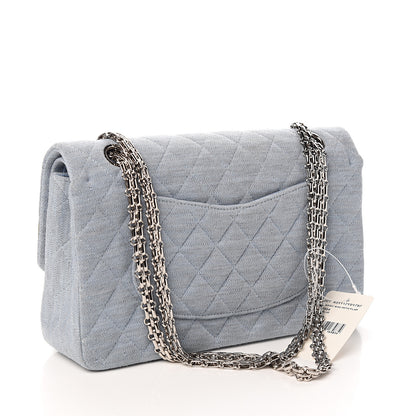 Chanel Jersey Quilted Medium Double Flap Light Blue 2 of 10