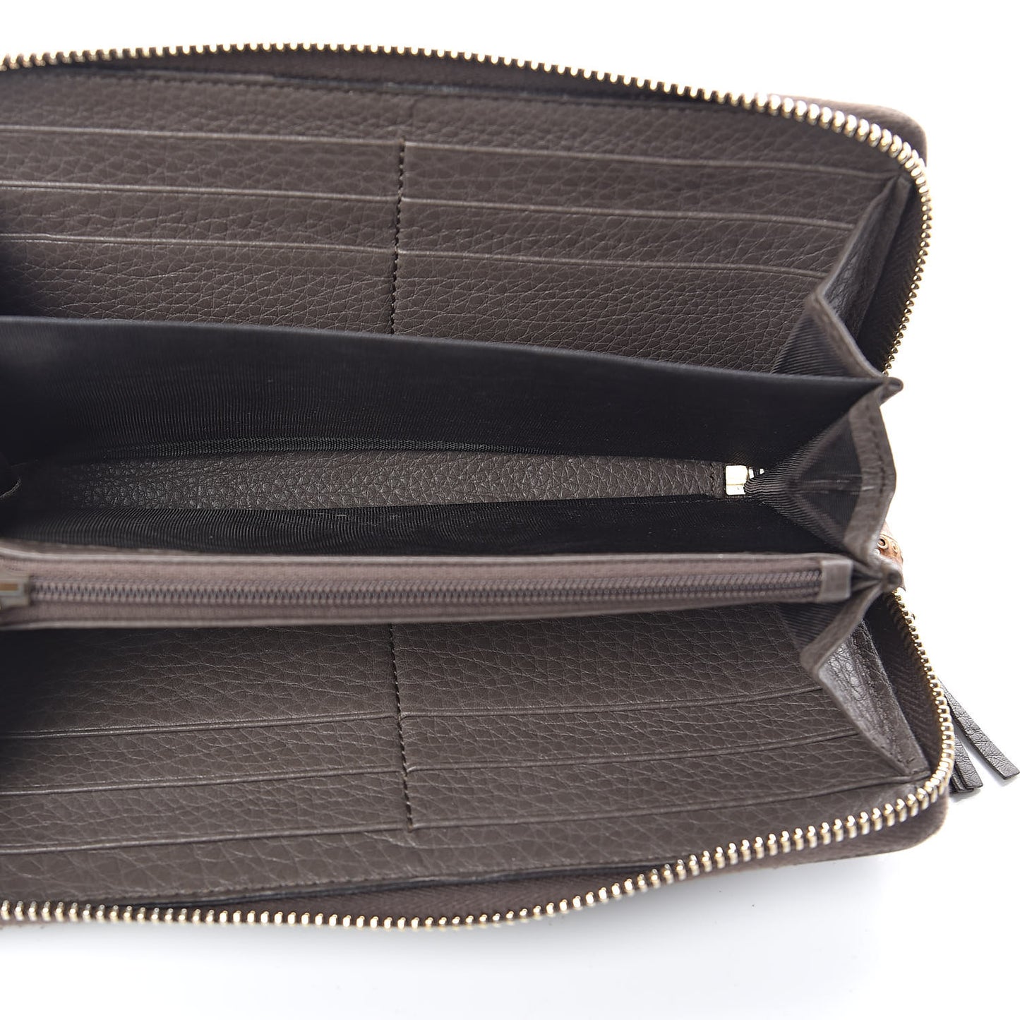 Dollar Calfskin Bamboo Tassel Zip Around Wallet Grey Field
