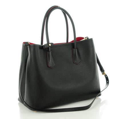Prada Saffiano Cuir Large Double Bag Nero Black 3 of 8