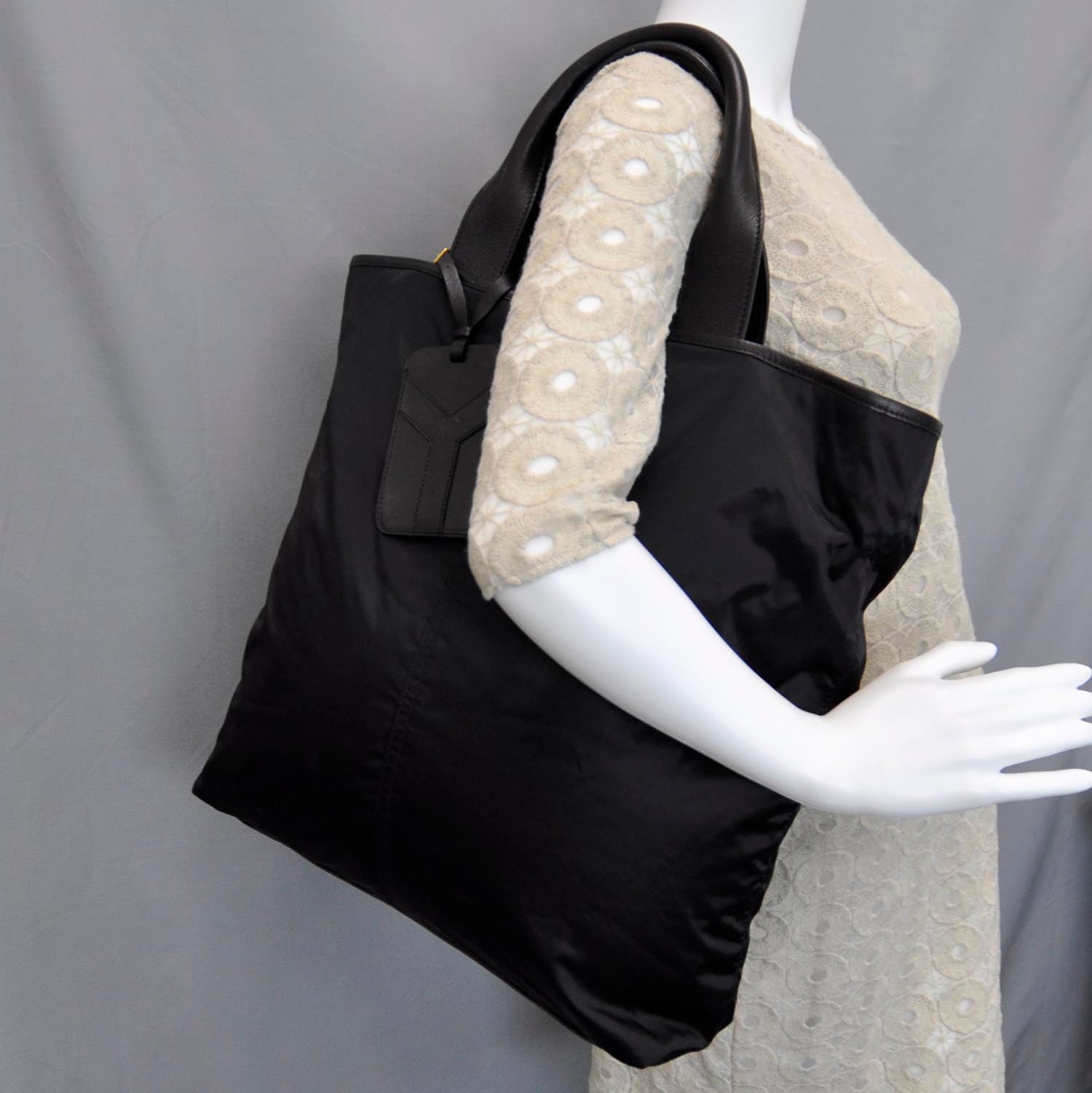 Saint Laurent Nylon Tanger Tote Unisex Black 2 of 13