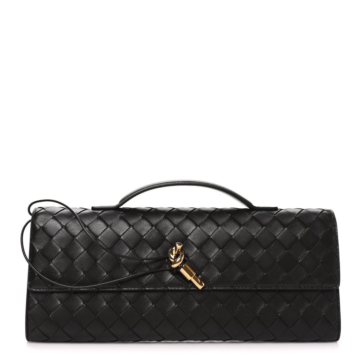 Nappa Intrecciato Long Andiamo Top Handle Clutch Fondant