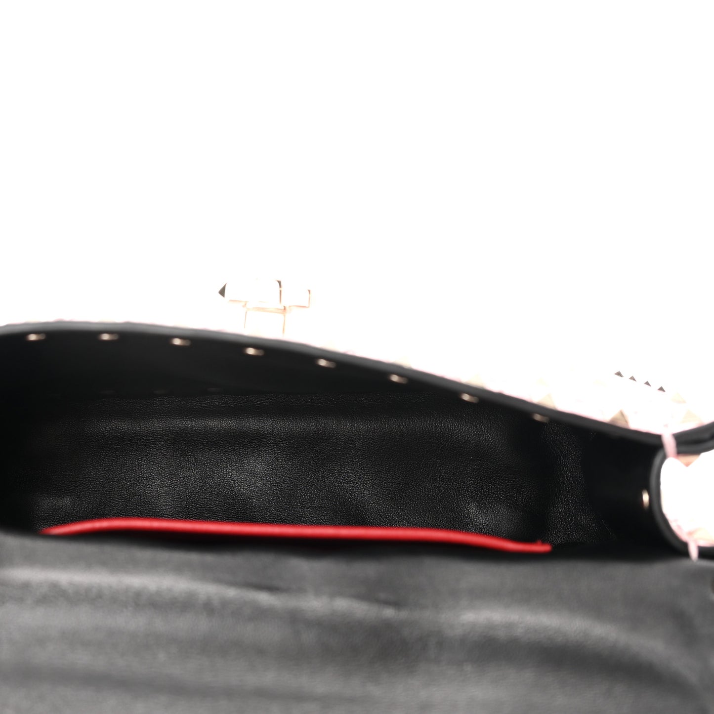 Metallic Wrinkled Lambskin Small Rockstud Spike Shoulder Bag Lipstick