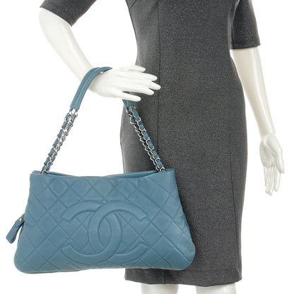 Chanel Caviar Expandable Zip Shoulder Bag Blue 2 of 7