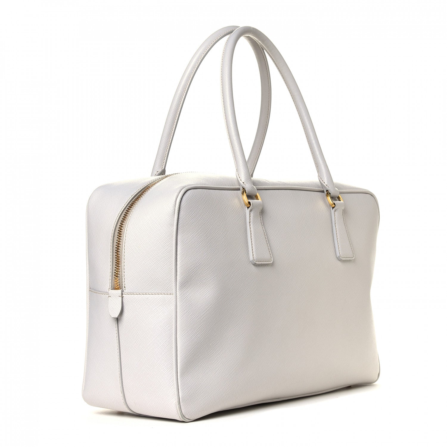 Prada Saffiano Lux Bowler Talco White 2 of 8