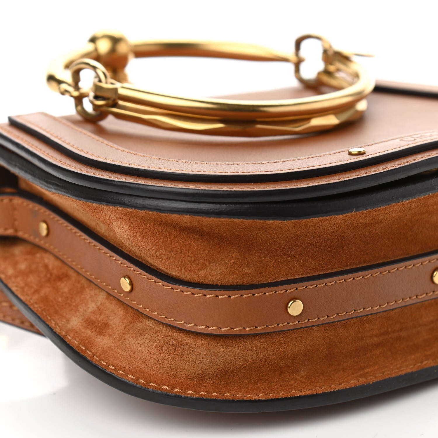 Chloe Calfskin Suede Small Nile Bracelet Bag Caramel 13 of 15