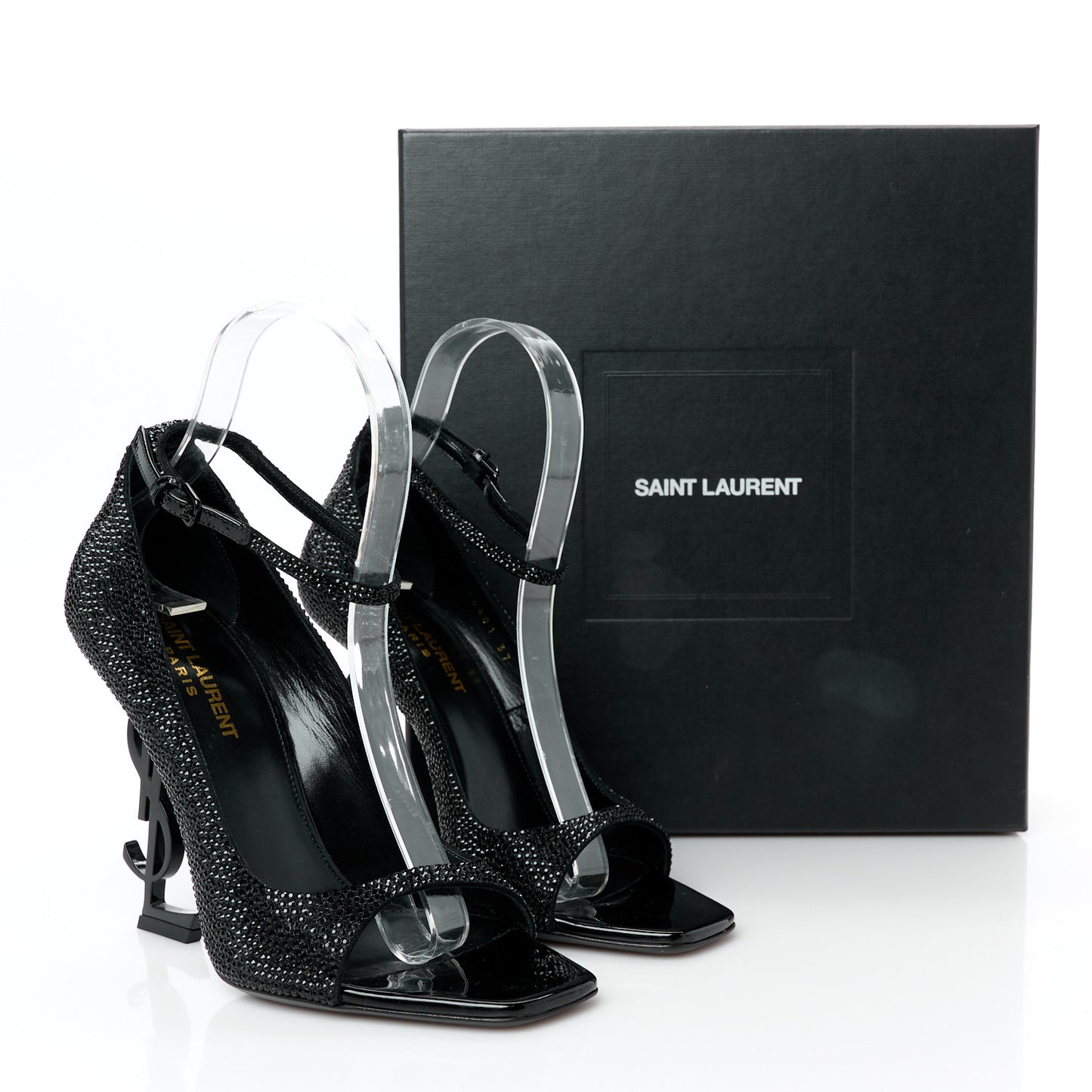 Kid Suede Crystal Embellished Opyum 110 Ankle Strap Sandals 37 Black