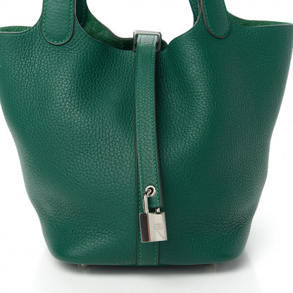 Hermes Taurillon Clemence Picotin Lock 18 PM Malachite 10 of 12