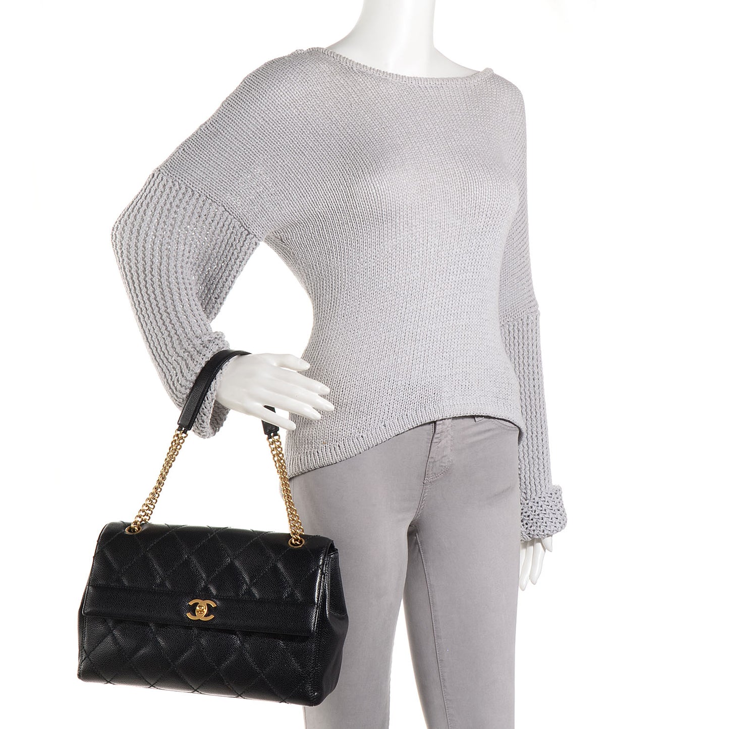 Caviar Quilted Single Flap Bag Black