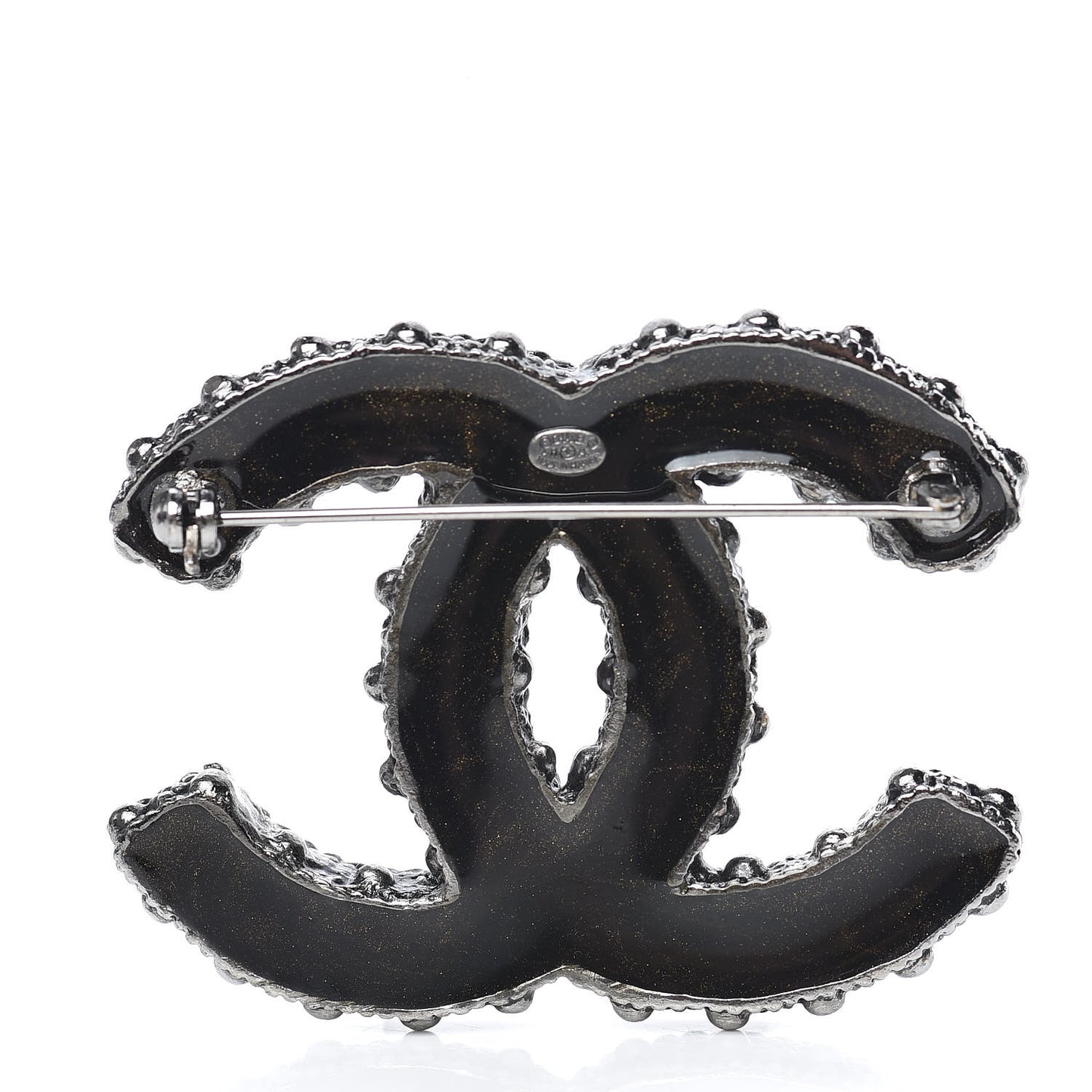 Ruthenium Beaded Chain CC Large Brooch