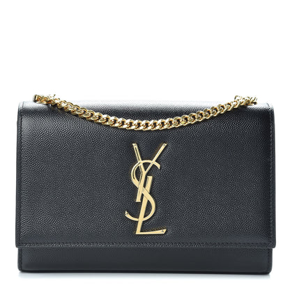 Saint Laurent Grain De Poudre Small Monogram Kate Satchel Black 1 of 11