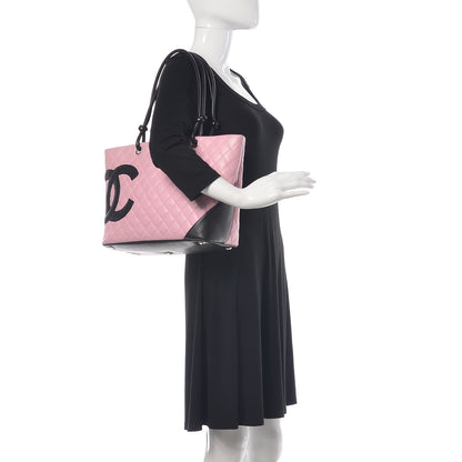 Chanel Calfskin Quilted Large Cambon Tote Pink Black 2 of 11