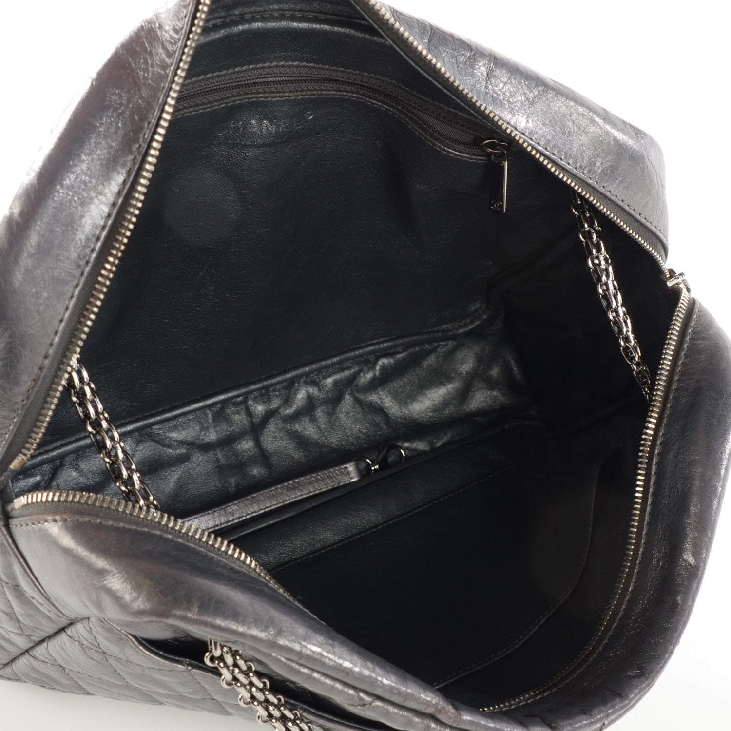 Chanel Metallic Aged Calfskin Quilted Large Reissue Camera Case Silver 5 of 7