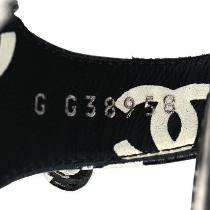 Chanel Printed Lambskin CC Platform Sandals 41 Black White 15 of 16